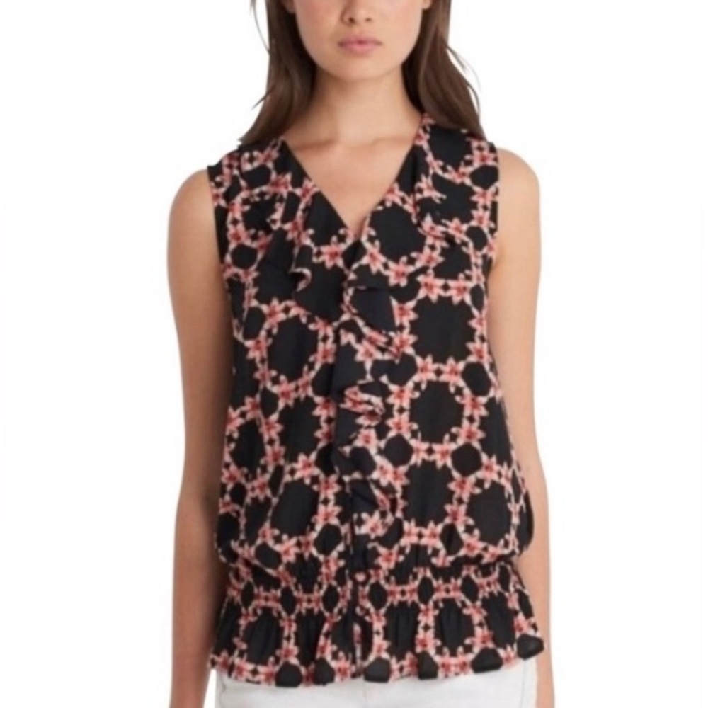 Karl‎ Lagerfeld Medium Pink Black Floral Sleeveless Top